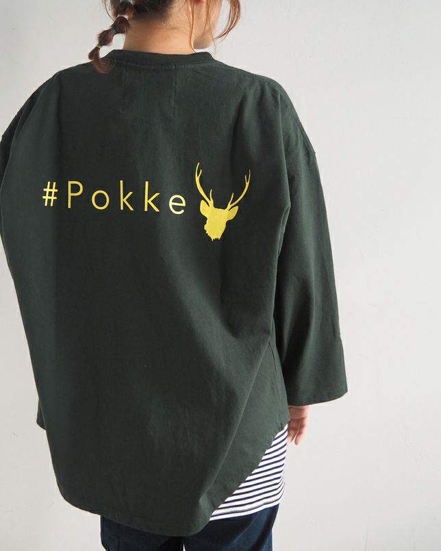 #Pokke 裾リメイク反転ロゴ半袖Tシャツ