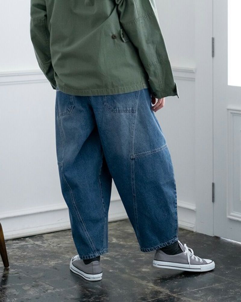 定番人気 デニムボールパンツ ゆったりシルエット ウエストゴム 調整紐付き オールシーズン対応 大人カジュアル