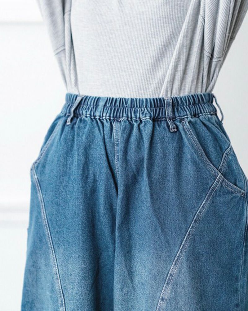 定番人気 デニムボールパンツ ゆったりシルエット ウエストゴム 調整紐付き オールシーズン対応 大人カジュアル
