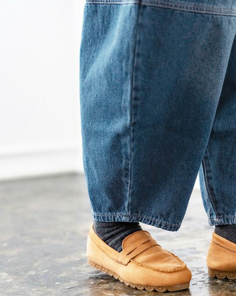 定番人気 デニムボールパンツ ゆったりシルエット ウエストゴム 調整紐付き オールシーズン対応 大人カジュアル