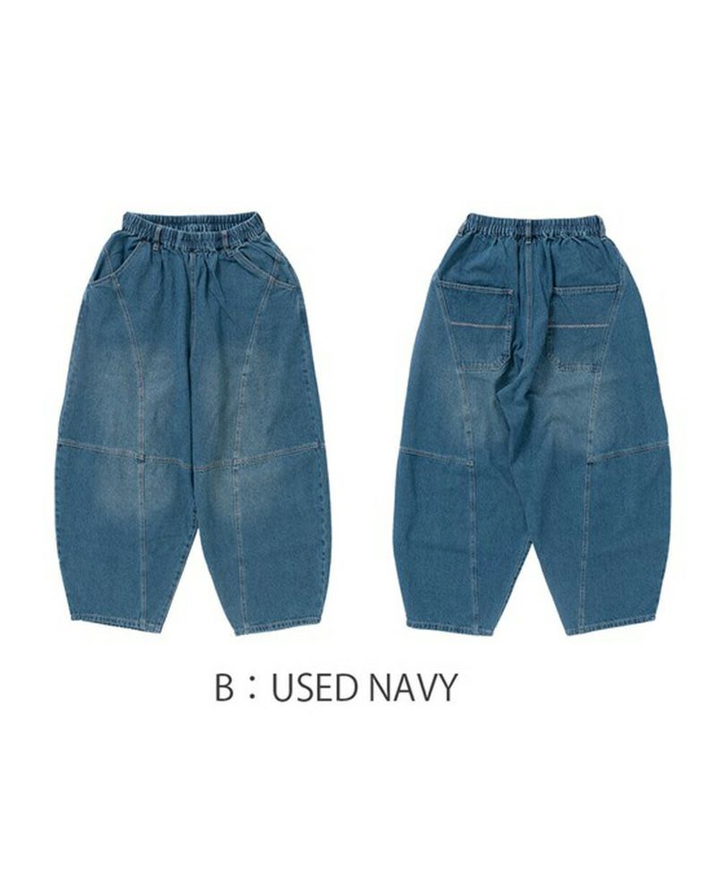 定番人気 デニムボールパンツ ゆったりシルエット ウエストゴム 調整紐付き オールシーズン対応 大人カジュアル