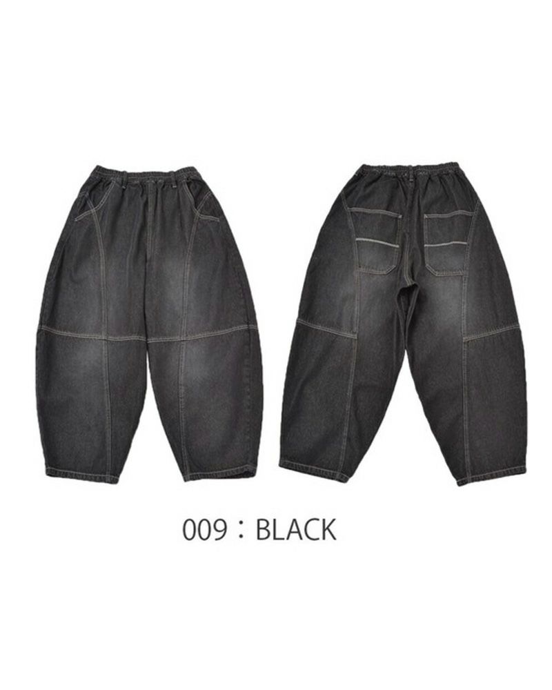 定番人気 デニムボールパンツ ゆったりシルエット ウエストゴム 調整紐付き オールシーズン対応 大人カジュアル