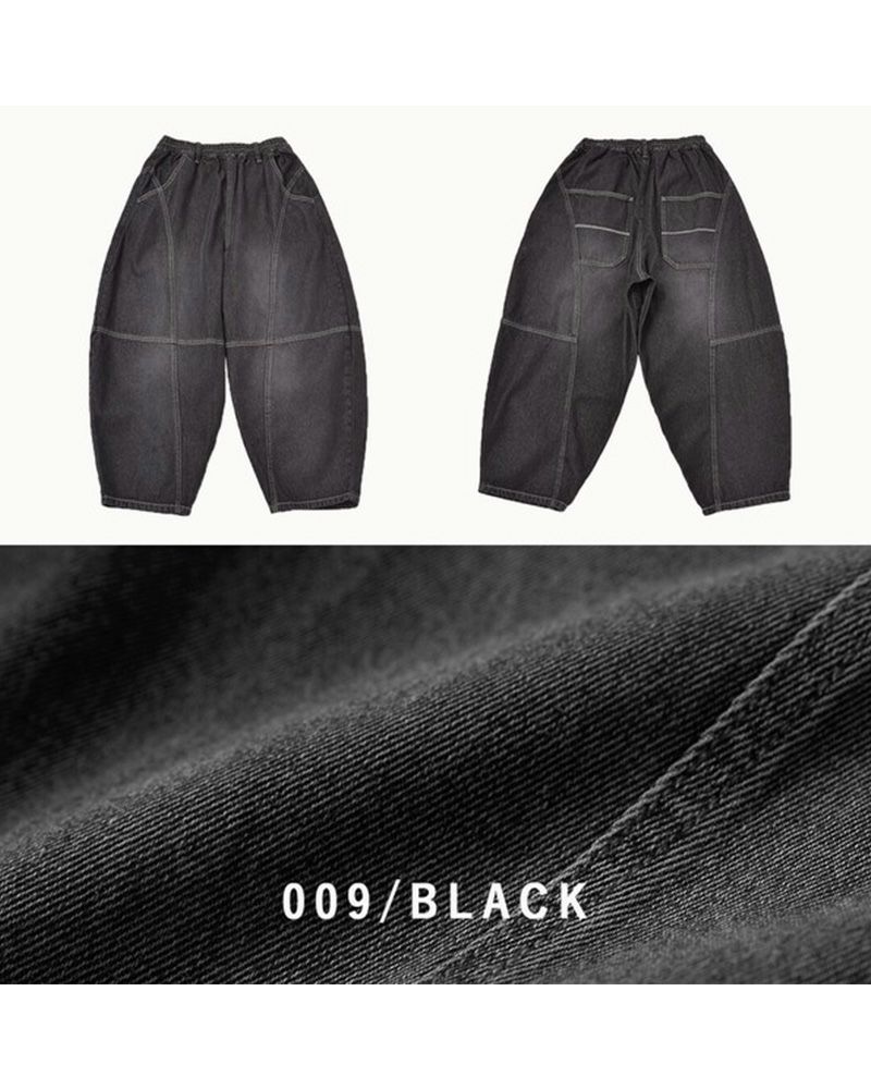 定番人気 デニムボールパンツ ゆったりシルエット ウエストゴム 調整紐付き オールシーズン対応 大人カジュアル