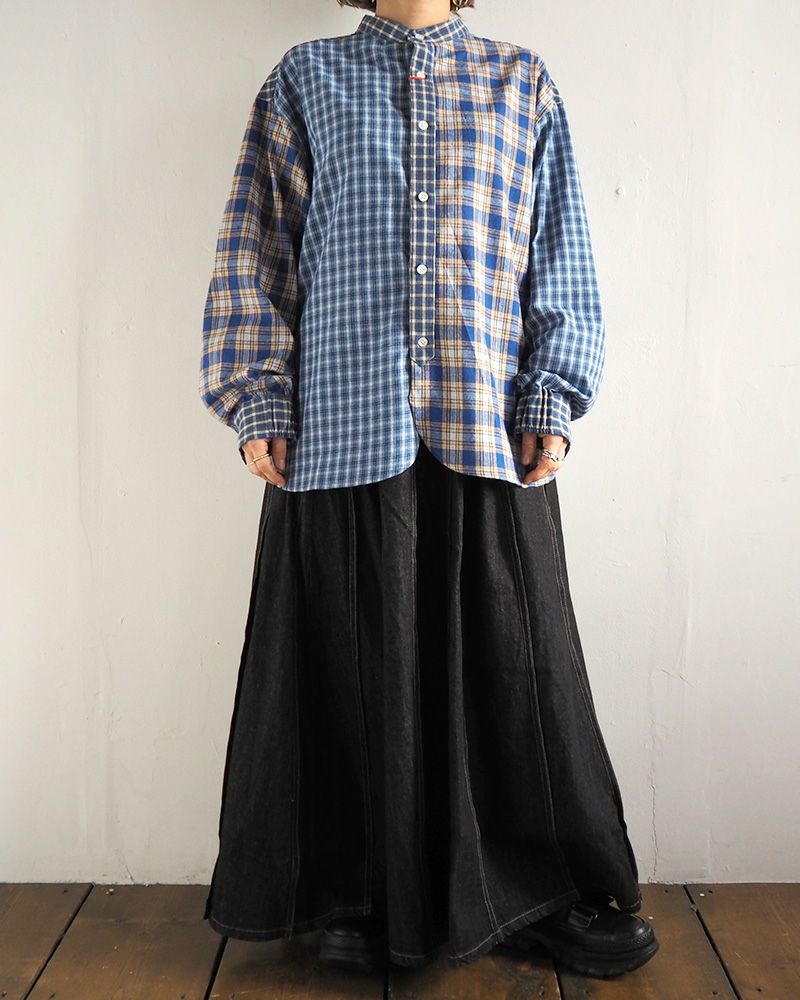 デニムスカート プリーツ入り 上品シルエット ウエストゴム 着回し抜群 大人カジュアル オールシーズン対応