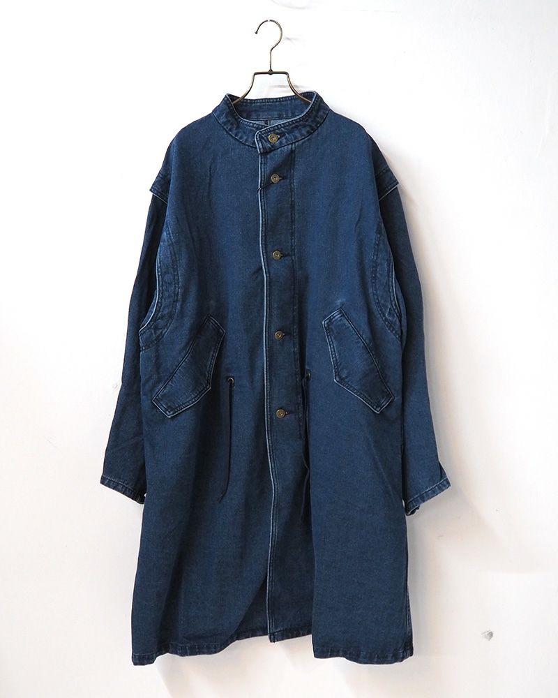 【値下げ】Blue Blueデニムロングコート 藍染 サイズL デニムショップコート| HOLLYWOOD RANCH MARKET | ハリウッド