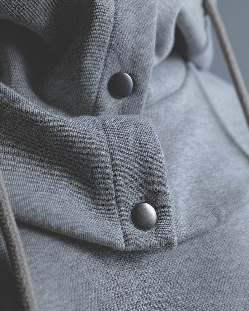 Pokke++ クルーネックスウェット フード取り外し 2WAY仕様 ドローコード付き ゆったりシルエット 裏毛素材