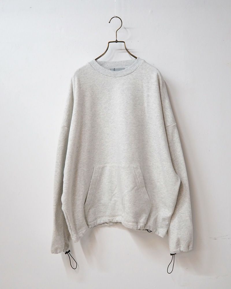 Pokke++ クルーネックスウェット フード取り外し 2WAY仕様 ドローコード付き ゆったりシルエット 裏毛素材