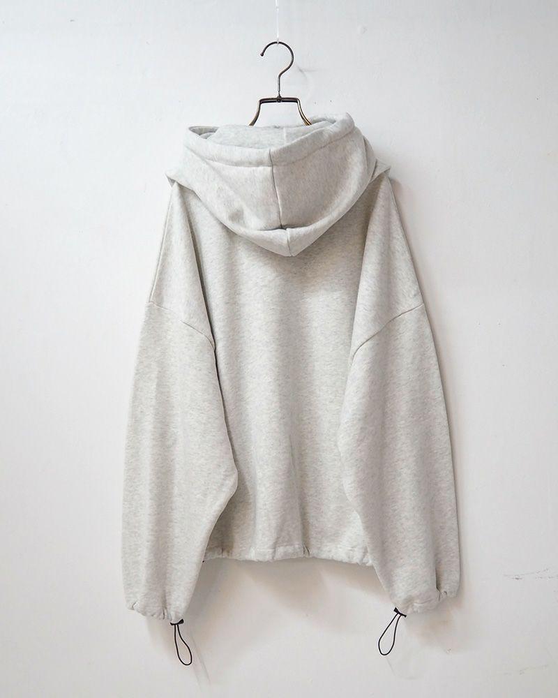 Pokke++ クルーネックスウェット フード取り外し 2WAY仕様 ドローコード付き ゆったりシルエット 裏毛素材