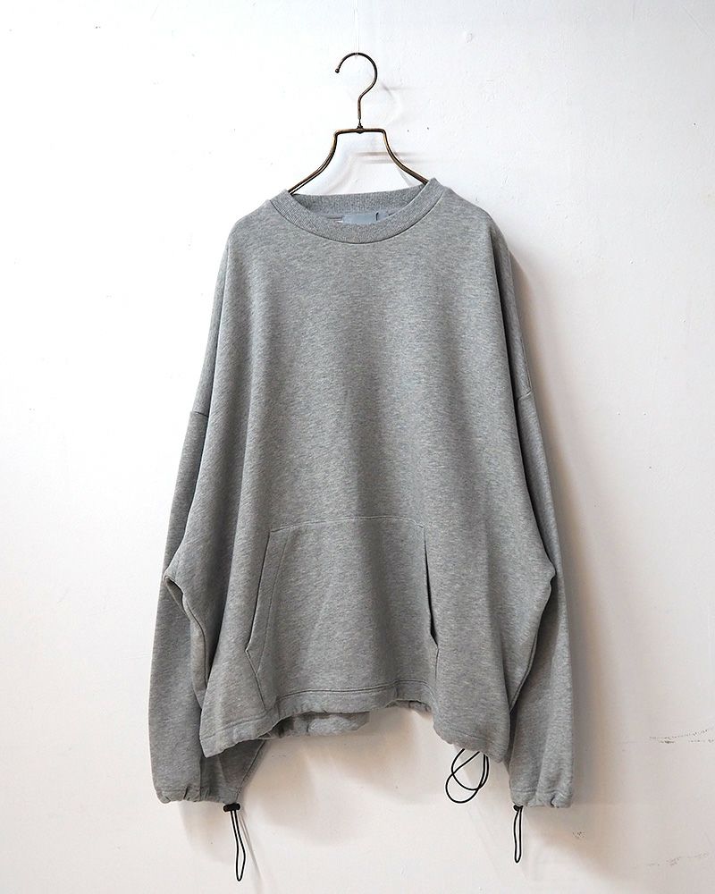 Pokke++ クルーネックスウェット フード取り外し 2WAY仕様 ドローコード付き ゆったりシルエット 裏毛素材