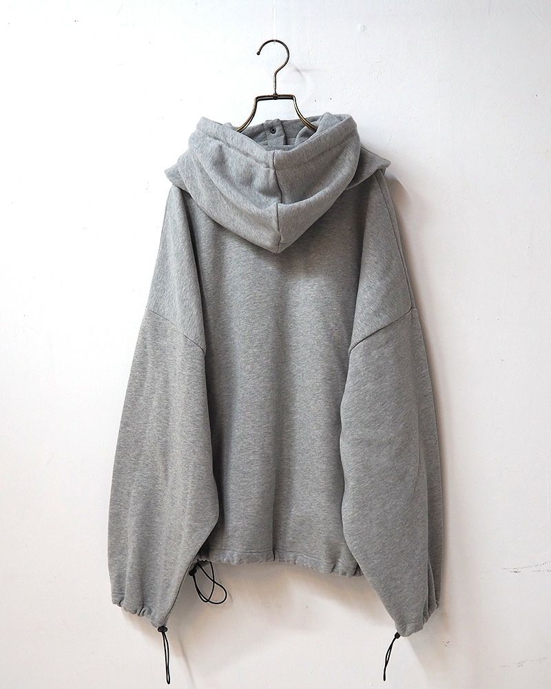 Pokke++ クルーネックスウェット フード取り外し 2WAY仕様 ドローコード付き ゆったりシルエット 裏毛素材