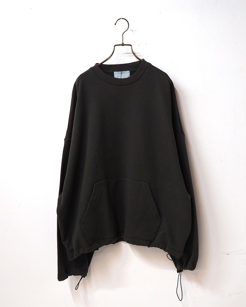 Pokke++ クルーネックスウェット フード取り外し 2WAY仕様 ドローコード付き ゆったりシルエット 裏毛素材