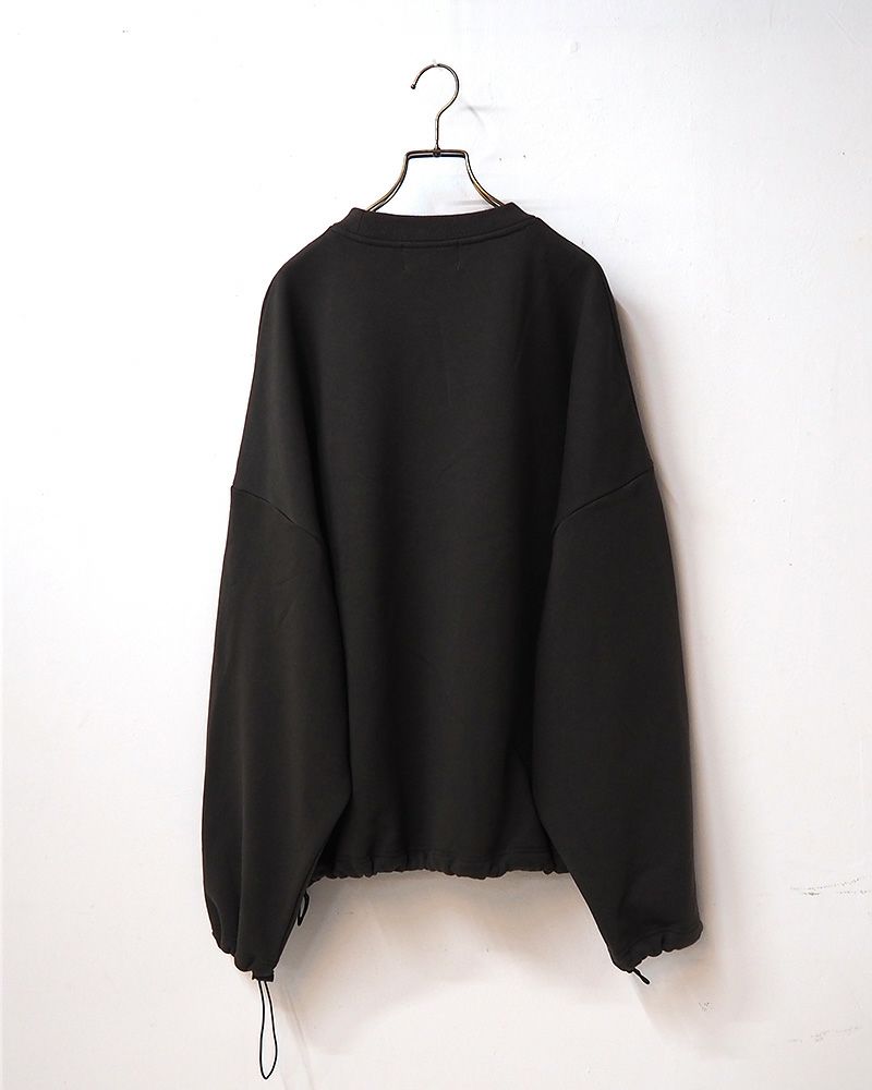 Pokke++ クルーネックスウェット フード取り外し 2WAY仕様 ドローコード付き ゆったりシルエット 裏毛素材