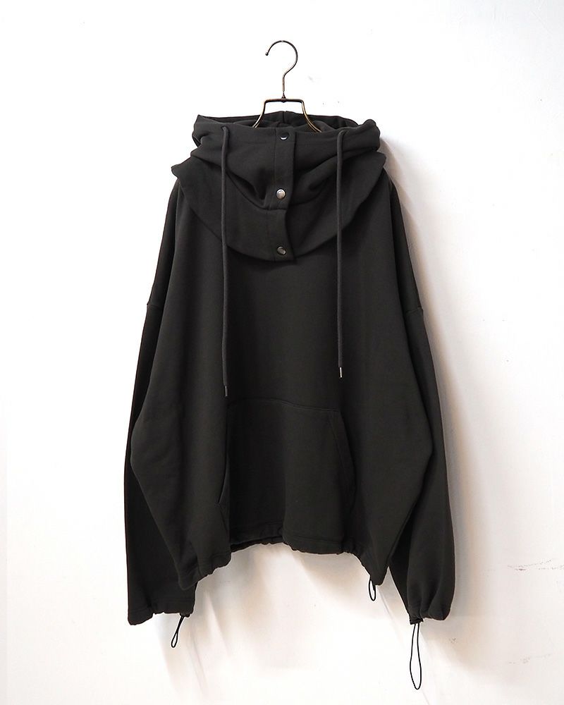 Pokke++ クルーネックスウェット フード取り外し 2WAY仕様 ドローコード付き ゆったりシルエット 裏毛素材