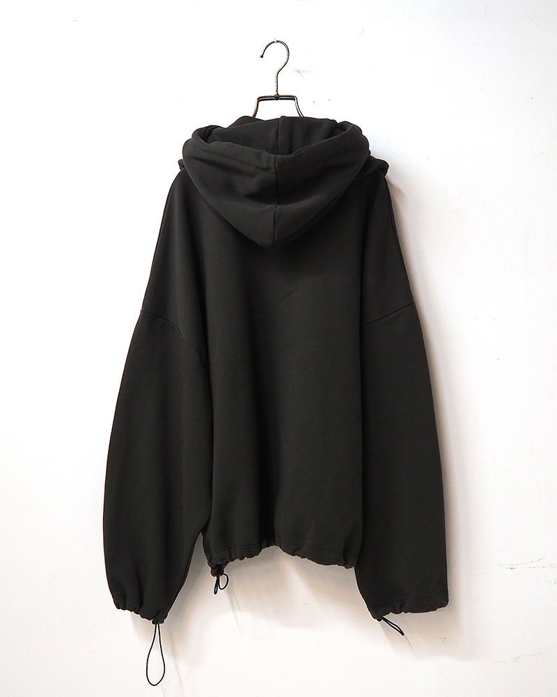 Pokke++ クルーネックスウェット フード取り外し 2WAY仕様 ドローコード付き ゆったりシルエット 裏毛素材