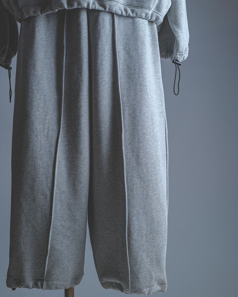 Pokke++ スウェットタックバギーパンツ ドローコード付き ゆったりシルエット セットアップ対応 裏毛素材