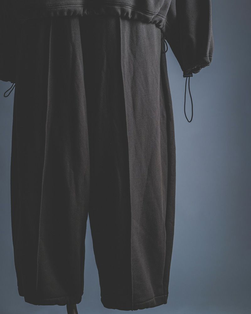 Pokke++ スウェットタックバギーパンツ ドローコード付き ゆったりシルエット セットアップ対応 裏毛素材