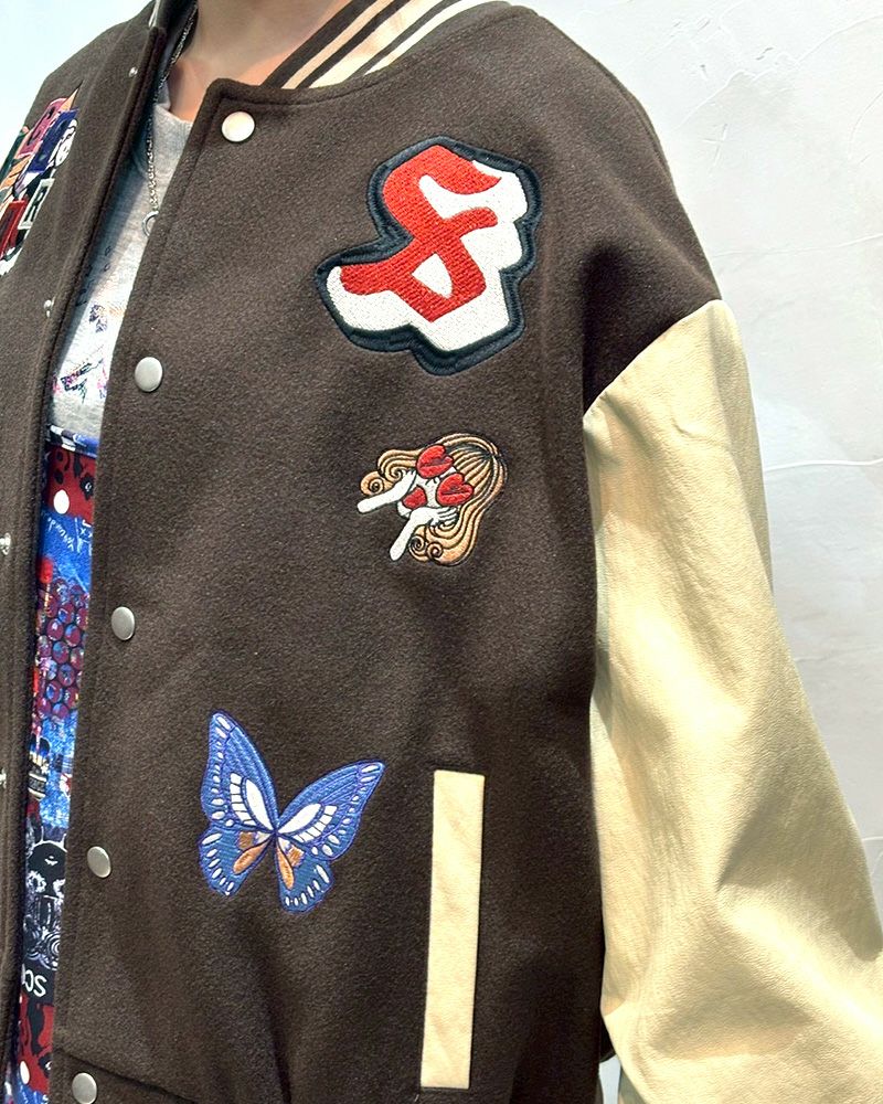 ScoLar スカラー 異素材MIX刺繍スタジャン ＆Vogue限定カラー ブラウン