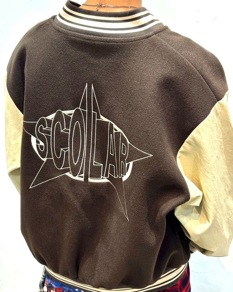 ScoLar スカラー 異素材MIX刺繍スタジャン ＆Vogue限定カラー ブラウン