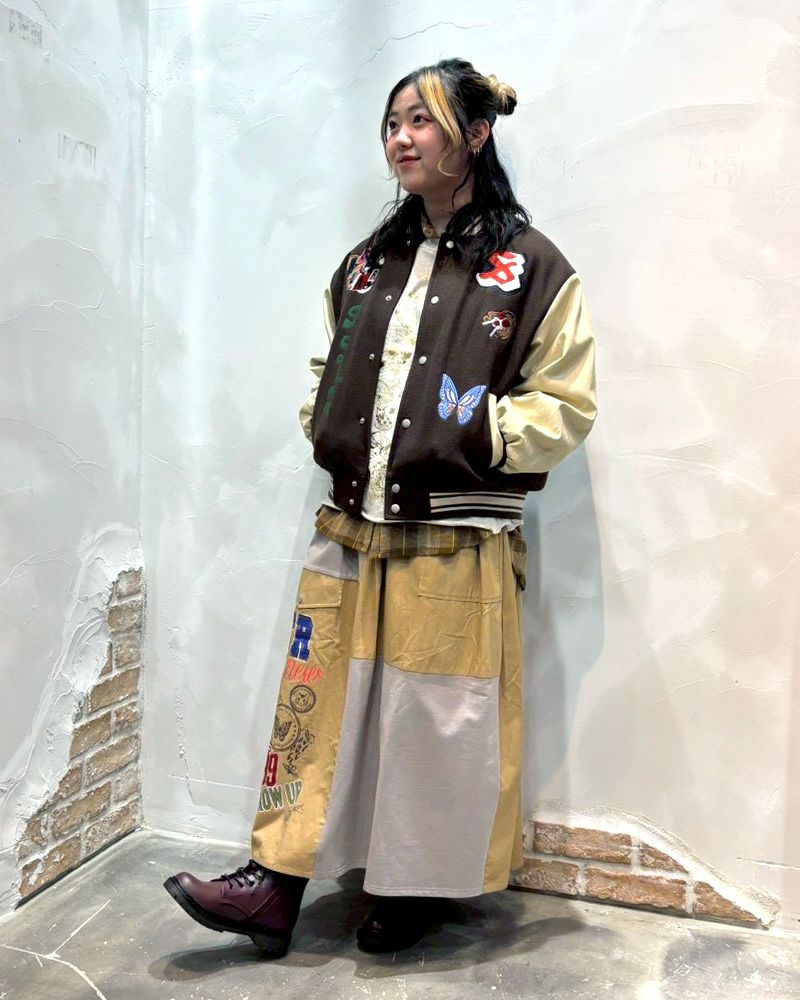 ScoLar スカラー 異素材MIX刺繍スタジャン ＆Vogue限定カラー ブラウン