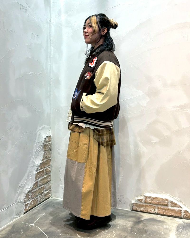 ScoLar スカラー 異素材MIX刺繍スタジャン ＆Vogue限定カラー ブラウン