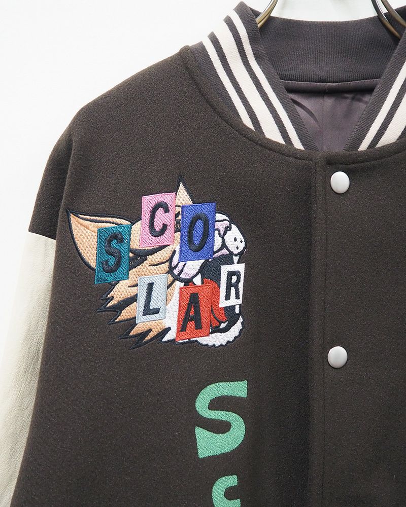 ScoLar スカラー 異素材MIX刺繍スタジャン ＆Vogue限定カラー ブラウン