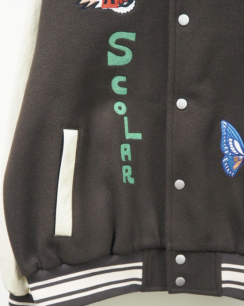 ScoLar スカラー 異素材MIX刺繍スタジャン ＆Vogue限定カラー ブラウン