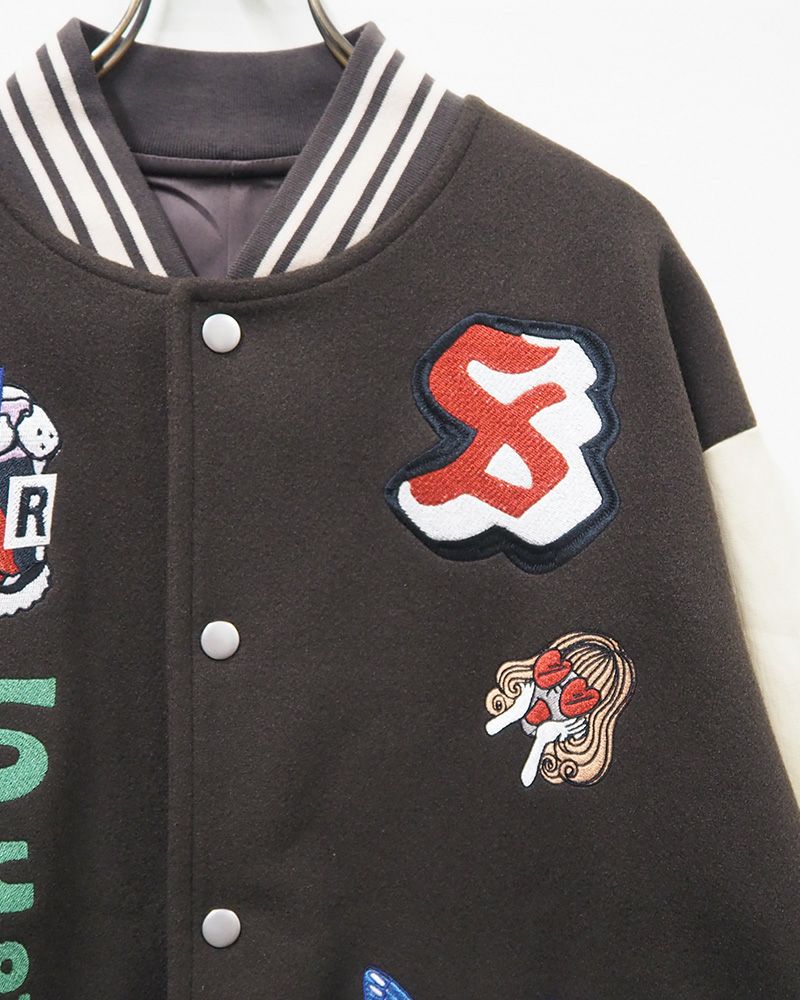 ScoLar スカラー 異素材MIX刺繍スタジャン ＆Vogue限定カラー ブラウン