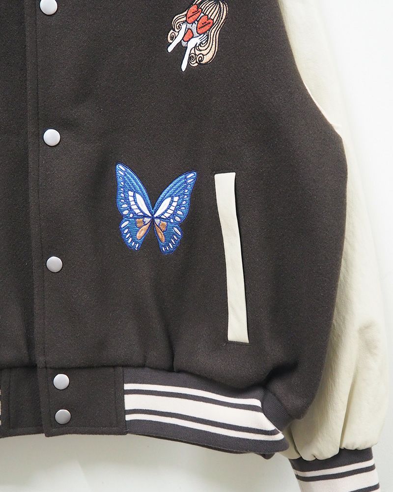 ScoLar スカラー 異素材MIX刺繍スタジャン ＆Vogue限定カラー ブラウン