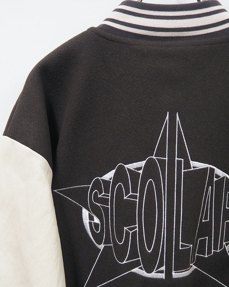 ScoLar スカラー 異素材MIX刺繍スタジャン ＆Vogue限定カラー ブラウン