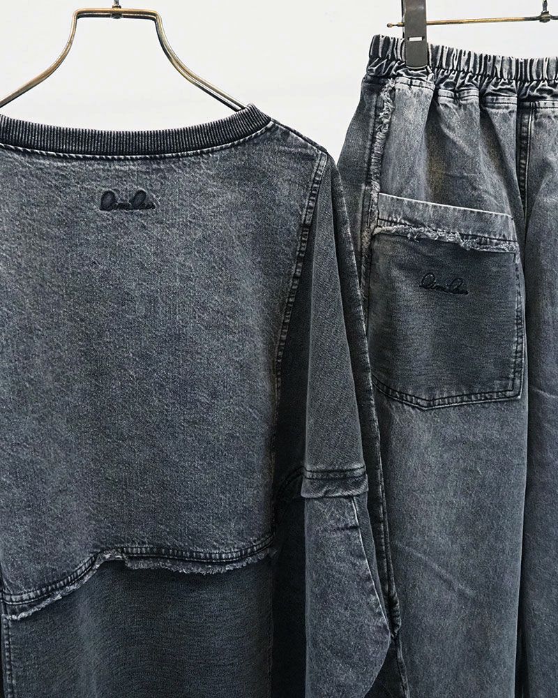 limiless ケミカルデニム裏毛パフパンツ