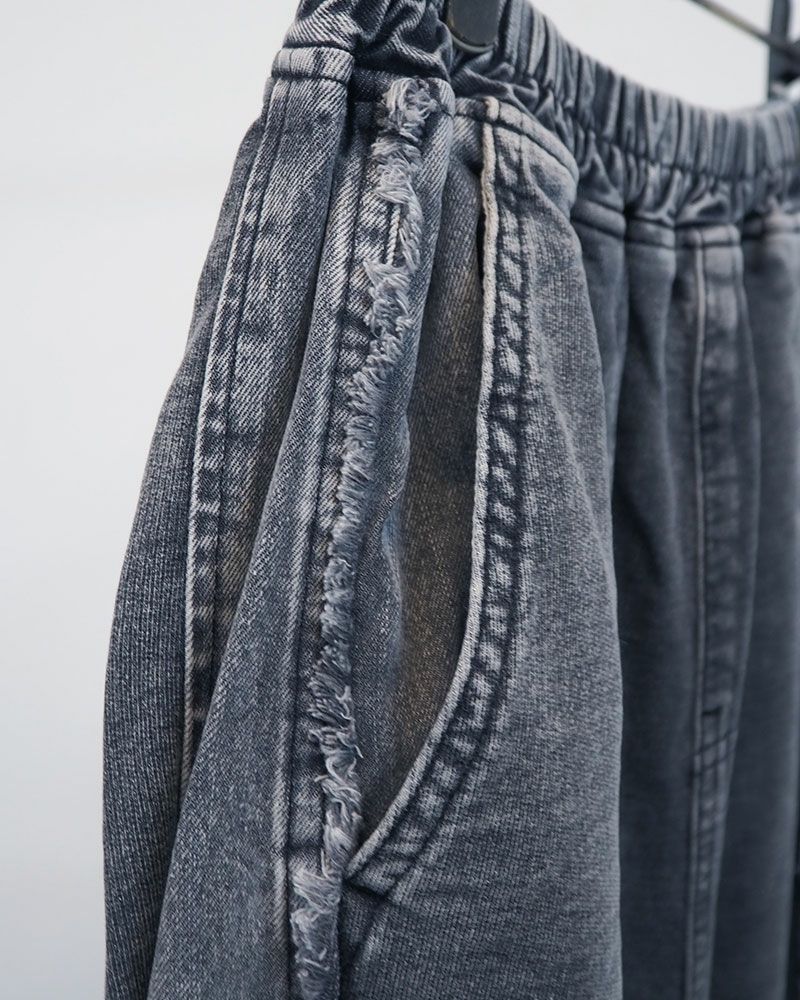 limiless ケミカルデニム裏毛パフパンツ