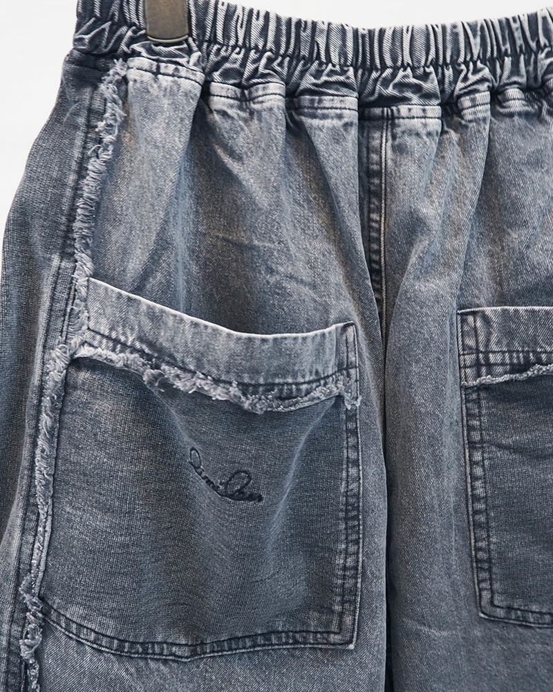 limiless ケミカルデニム裏毛パフパンツ