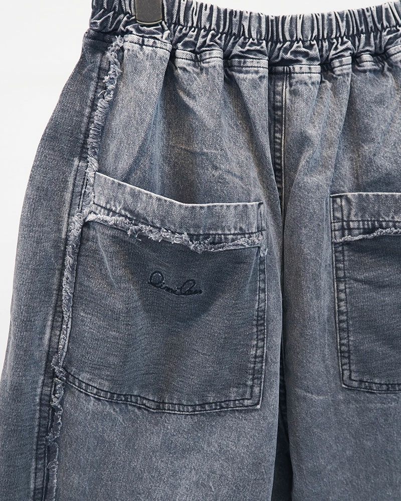 limiless ケミカルデニム裏毛パフパンツ