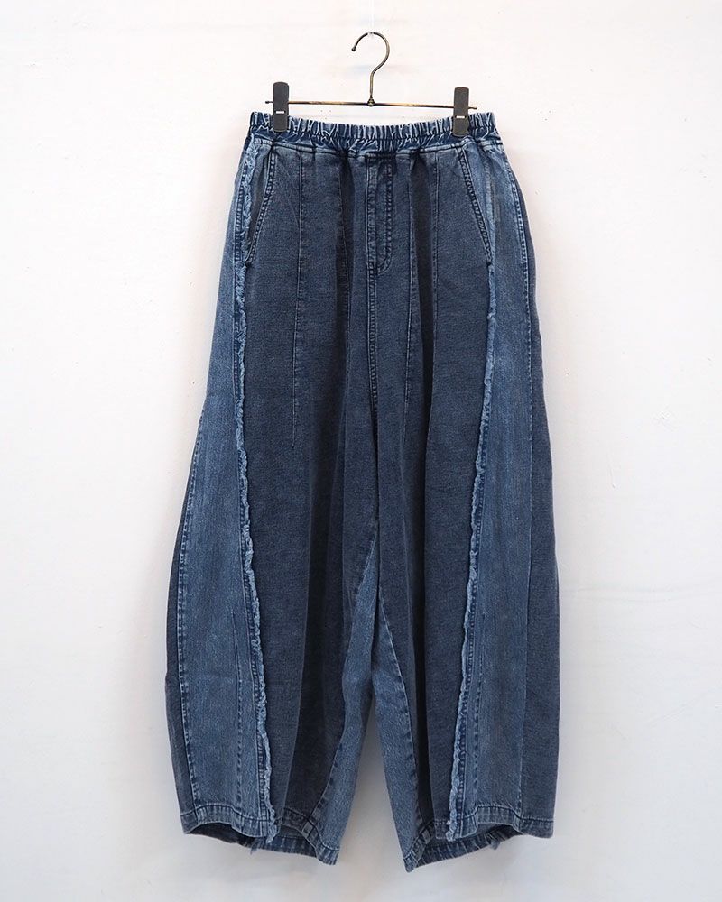 limiless ケミカルデニム裏毛パフパンツ