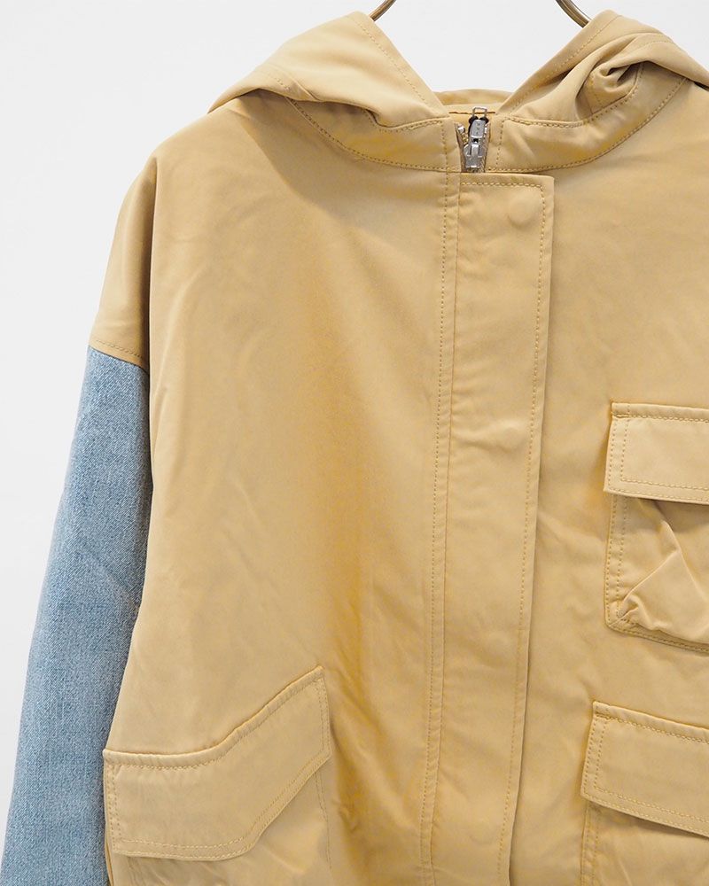 デニム×異素材ドッキングマウンテンパーカー