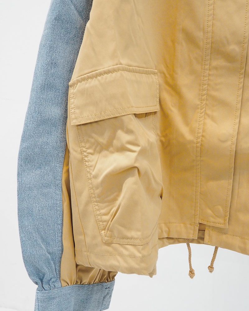 デニム×異素材ドッキングマウンテンパーカー