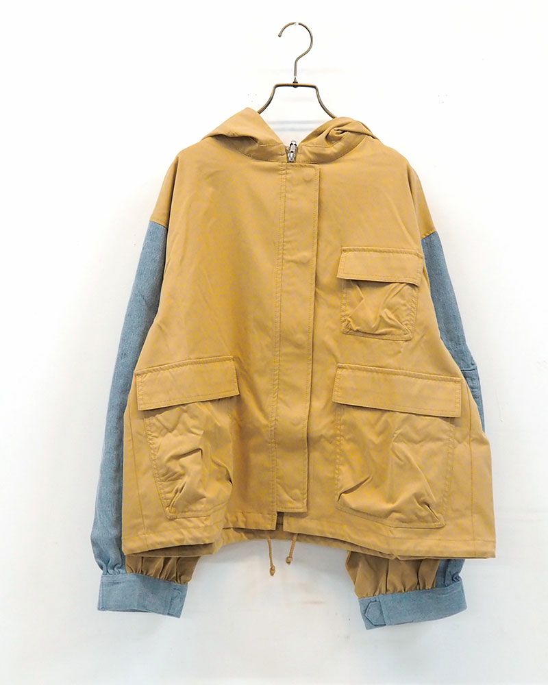 デニム×異素材ドッキングマウンテンパーカー