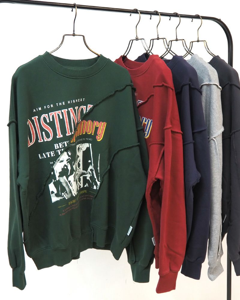 power to the people パワートゥーザピープル リメイクロックトレーナー 古着風 切替デザイン オーバーサイズ ユニセックス スウェット