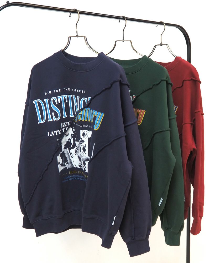 power to the people パワートゥーザピープル リメイクロックトレーナー 古着風 切替デザイン オーバーサイズ ユニセックス スウェット