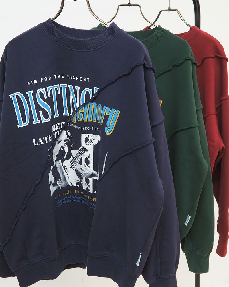 power to the people パワートゥーザピープル リメイクロックトレーナー 古着風 切替デザイン オーバーサイズ ユニセックス スウェット