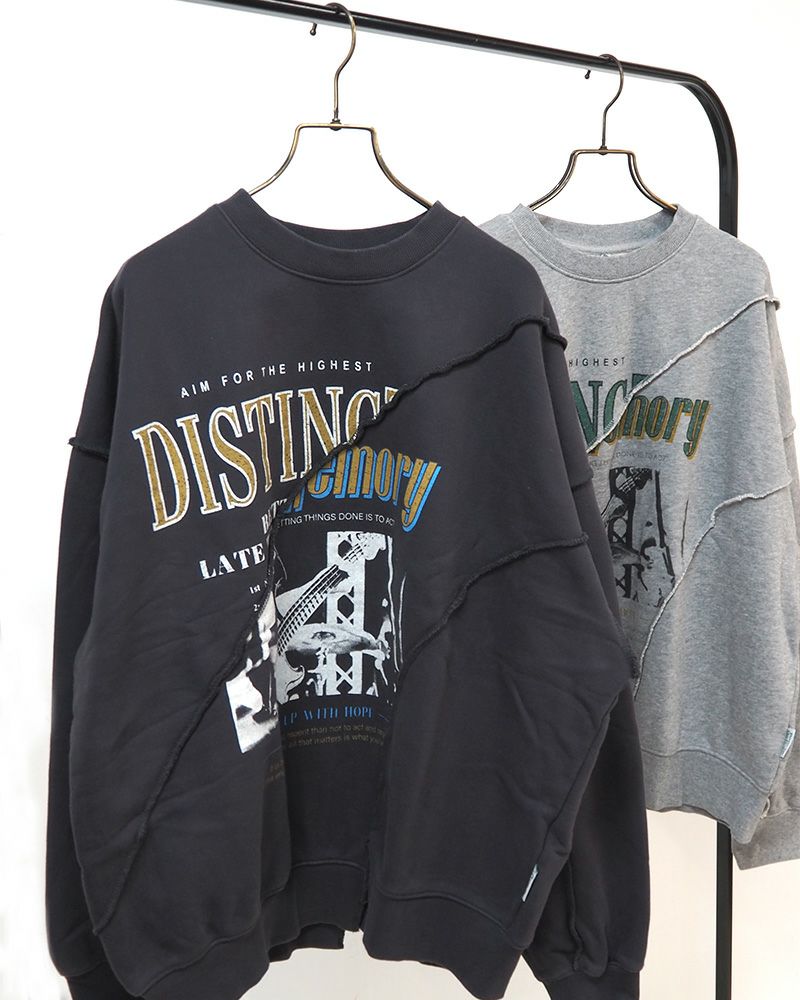 power to the people パワートゥーザピープル リメイクロックトレーナー 古着風 切替デザイン オーバーサイズ ユニセックス スウェット