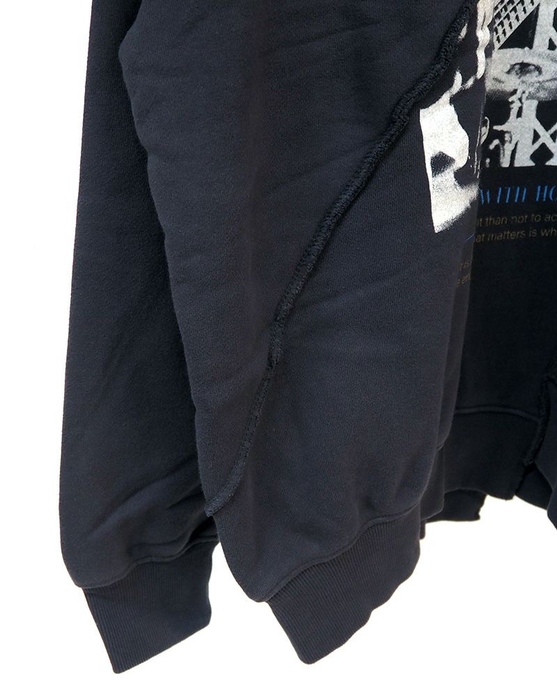 power to the people パワートゥーザピープル リメイクロックトレーナー 古着風 切替デザイン オーバーサイズ ユニセックス スウェット