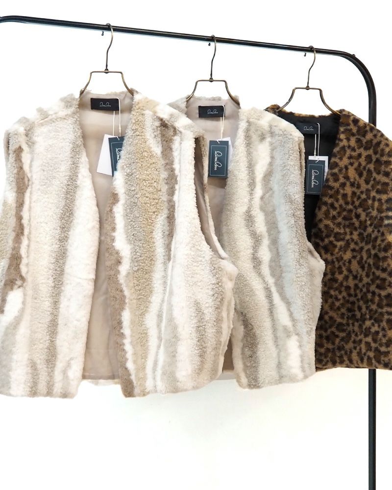 limiless アソート柄ボアベスト