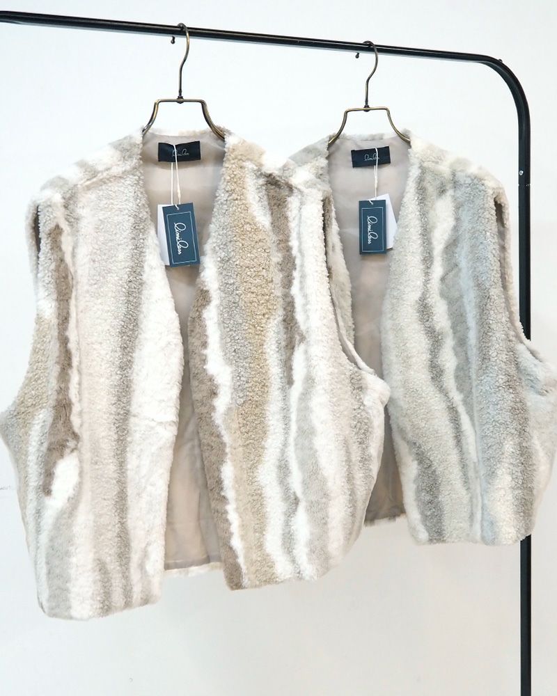 limiless アソート柄ボアベスト