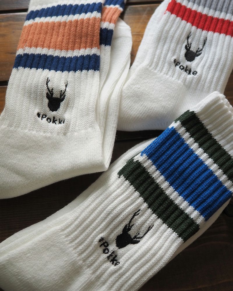 FRUIT OF THE LOOM フルーツオブザルーム × Pokke ポッケ コラボソックス 3足セット 刺繍入り ロゴデザイン