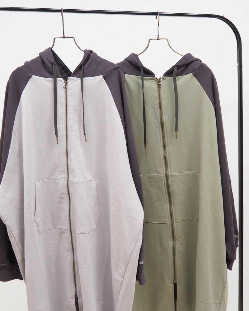 limiless 裏毛配色フーディーカーデ