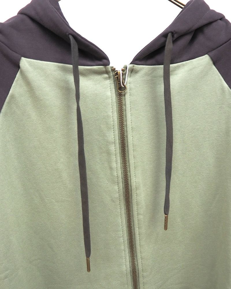 limiless 裏毛配色フーディーカーデ