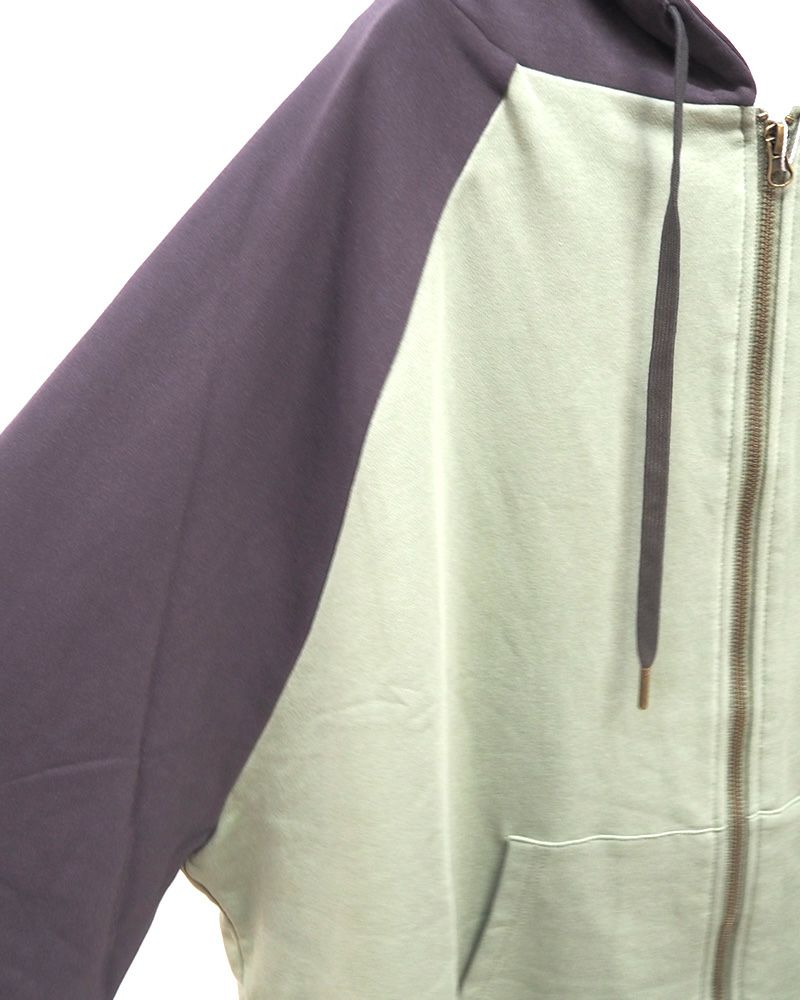 limiless 裏毛配色フーディーカーデ