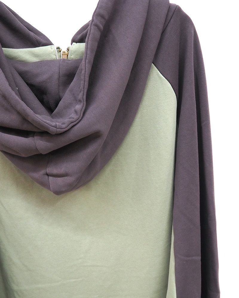 limiless 裏毛配色フーディーカーデ