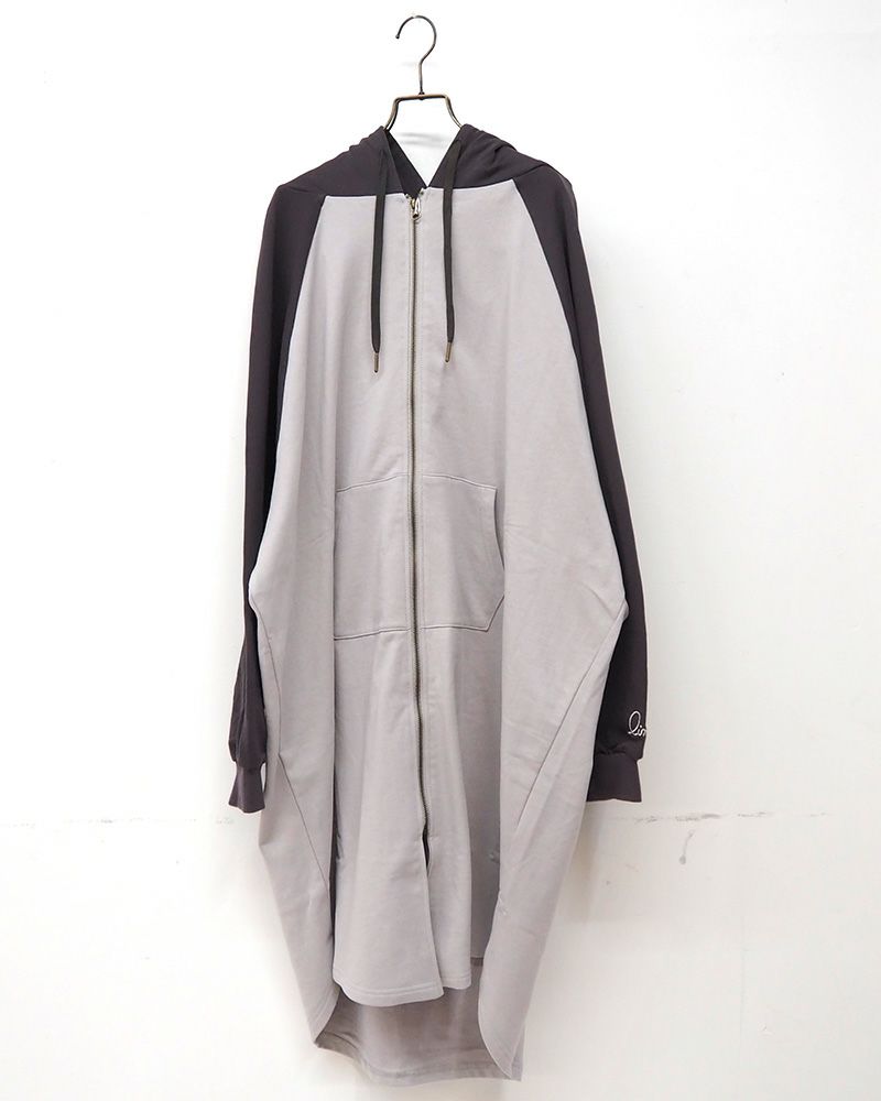 limiless 裏毛配色フーディーカーデ